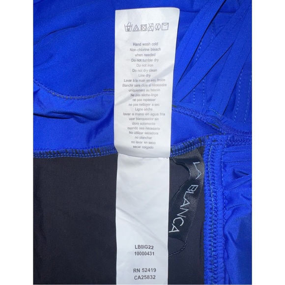 NWT La Blanca Blue Tummy Control Island Goddess Cross-Back One Piece Swimsuit - Picture 11 of 12